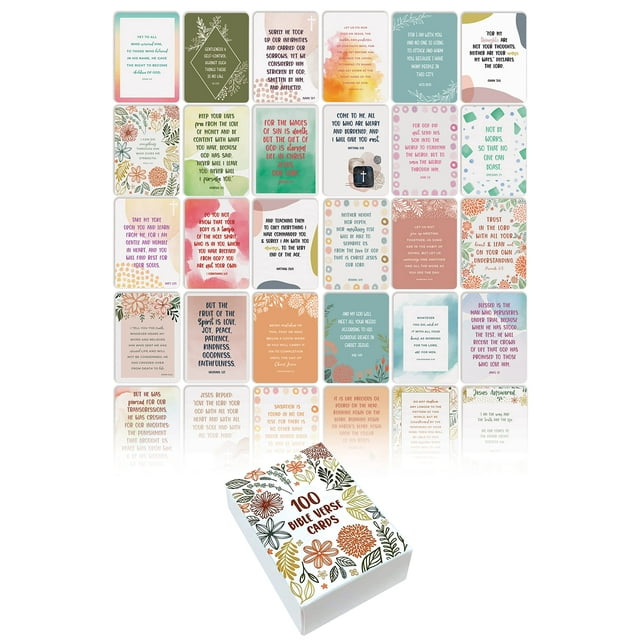 100 Bible Verse Encouragement Cards, Old & New Testament, 100 Unique ...