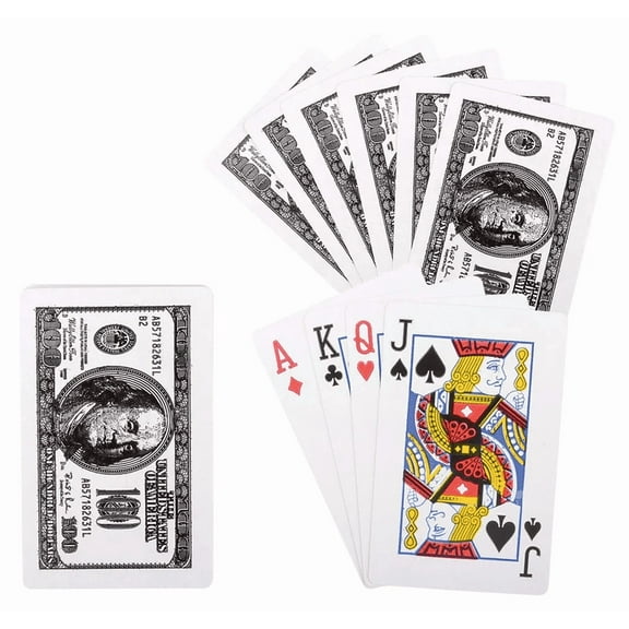 $100 Bill Playing Cards (6 Decks) (2.1" x 3.2") All Paper Perfect for Poker Blackjack Gin Rummy