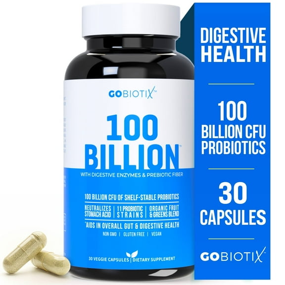 GoBiotix Probiotic 100 Billion CFU, Probiotics for Digestive Health & Prebiotics, 30 Ct