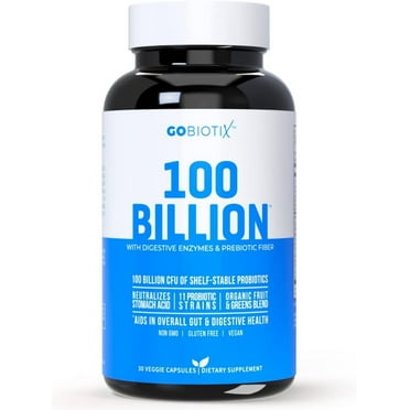 GoBiotix 100 Billion Organic Probiotics Multivitamin w/ Digestive Enzymes & Prebiotic Fiber, 30 Caps