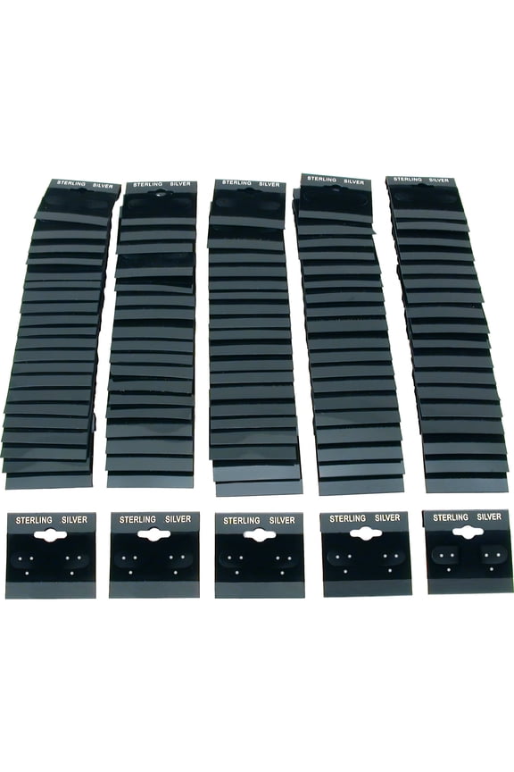 100 Black Earring Cards Pads Sterling Silver Displays 1.5"