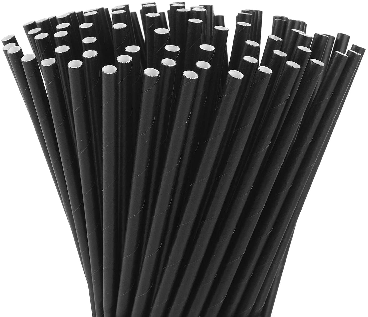 100 Black Paper Straws, Biodegradable Disposable Drinking Straws Bulk ...