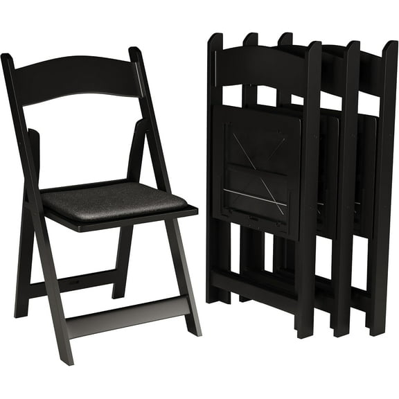 100 Black Resin Folding Chairs with Padded Seats – Stackable, Lightweight, Indoor/Outdoor