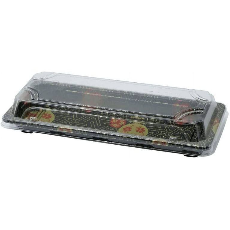 Sushi Tray and Lid PLA Black 13,0x18 cm (600 Units)