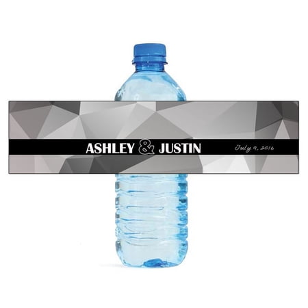 100 Black and White Modern Wedding Water Bottle Labels Engagement Party Special Occasion