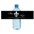 thumbnail image 1 of 100 Black with White Fleur de Lis Wedding Anniversary Engagement Party Water Bottle labels Birthday Party Easy to Use Self Stick Labels, 1 of 4