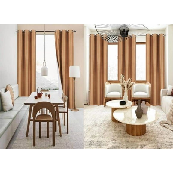 100% Blackout Adam 2 piece panels 84 inch length room darkening grommet top window drapes for living room gold solid color for bedroom home décor