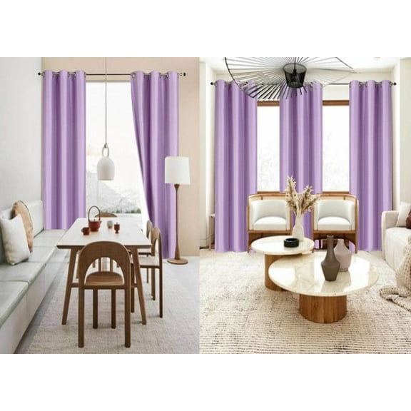 100% Blackout Adam 2 piece panels 84 inch length room darkening grommet top window drapes for living room lilac solid color for bedroom home décor