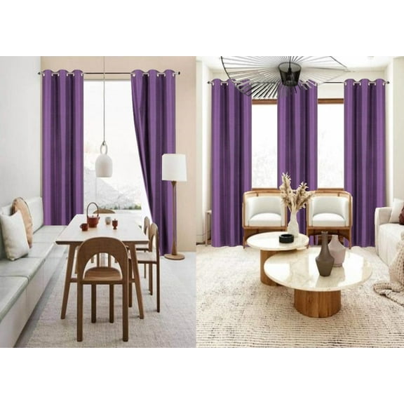 100% Blackout Adam 2 piece panels 84 inch length room darkening grommet top window drapes for living room purple solid color for bedroom home décor