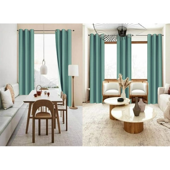 100% Blackout Adam 2 piece panels 84 inch length room darkening grommet top window drapes for living room teal blue solid color for bedroom home décor