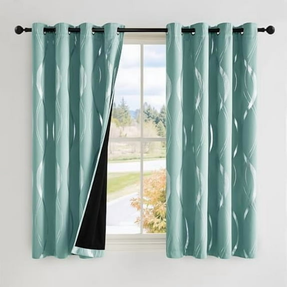100% Blackout Aqua Blue Curtain Panels 72 inches 2 Pieces, 52 inches Wide Light Reducing Thermal Insulated Solid Grommet Window Treatments/Drapes for Living Room/Nursery/Kids Room