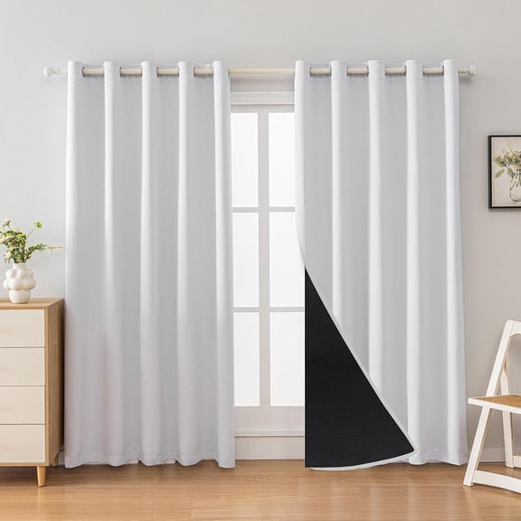 100% Blackout Curtain 2 Panels Set, Thermal Insulated Window Drapes for Bedroom, Full Shading Panels, Greyish White, 70x84 Inches