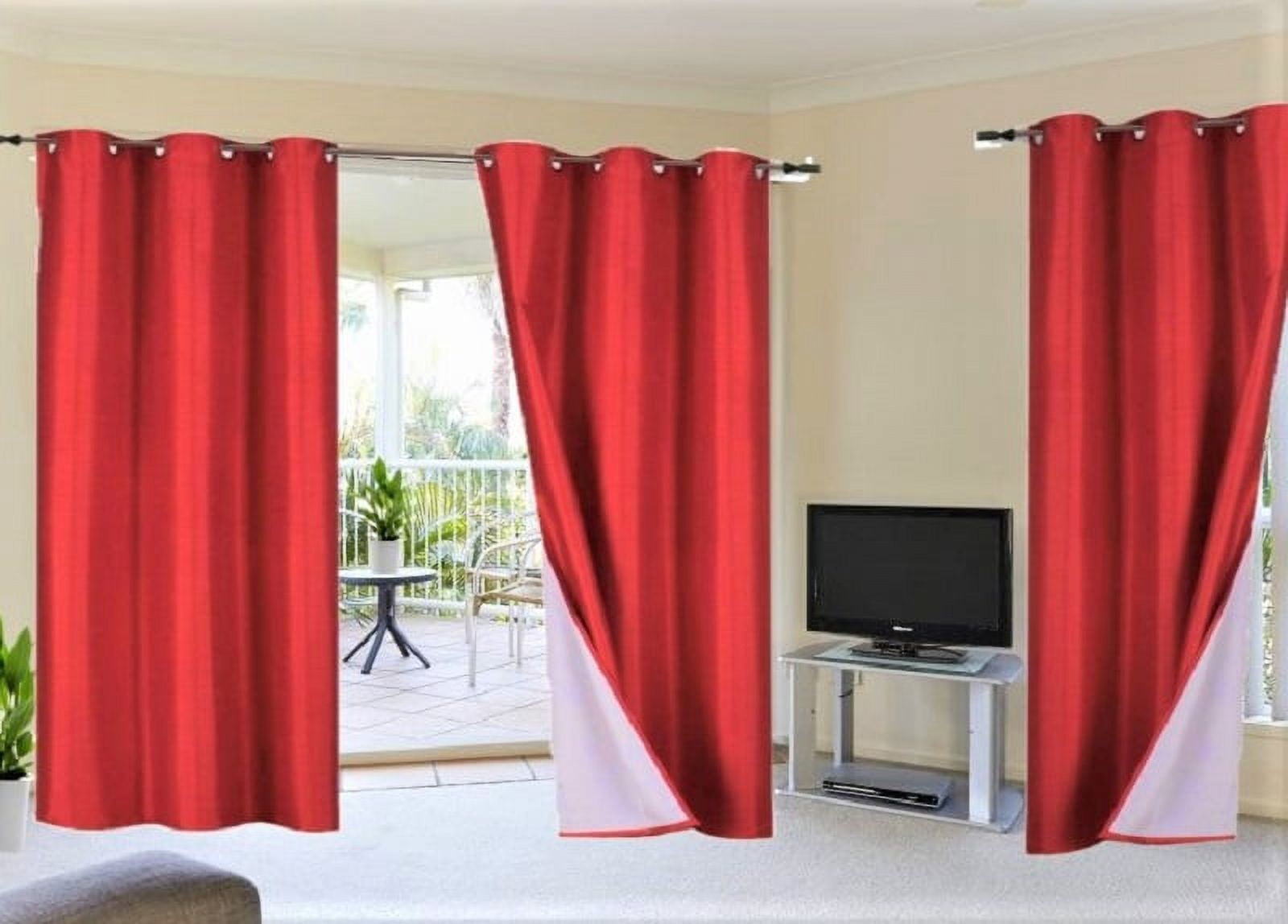 100% Blackout Curtain Panel 1 Piece With White Linen Room Darkening Bronze Grommets For Bedroom, Living Room 37 inch Wide X 84 inch Length Red Solid Color