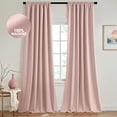 thumbnail image 1 of 100% Blackout Curtains 108 Inch Long 2 Panels for Bedroom, Thick Luxury Faux Linen Black Out Curtain Room Darkening Back Tab Pleat Window Textured Drapes with Hooks for Living Room, Baby Pink, 1 of 14