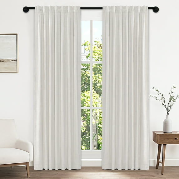 100% Blackout Curtains 2 Panels Set, 52" Back Tab/Rod Pocket with Machine Washable Linen Textured Blackout Drape for Bedroom, Curtains,Beige