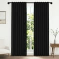 thumbnail image 1 of 100% Blackout Curtains 2 Panels Set, 52" Back Tab/Rod Pocket with Machine Washable Linen Textured Blackout Drape for Bedroom, Curtains,Black, 1 of 6