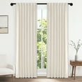 thumbnail image 1 of 100% Blackout Curtains 2 Panels Set, 52" Back Tab/Rod Pocket with Machine Washable Linen Textured Blackout Drape for Bedroom, Curtains,Cream, 1 of 6