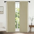 thumbnail image 1 of 100% Blackout Curtains 2 Panels Set, 52" Back Tab/Rod Pocket with Machine Washable Linen Textured Blackout Drape for Bedroom, Curtains,Natural, 1 of 7