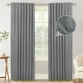 thumbnail image 1 of 100% Blackout Curtains 2 Panels Set, Machine Washable Linen Textured Blackout drape for Bedroom, Back Tab/Rod Pocket Curtains, DarkGray & W50" x L63", 1 of 8
