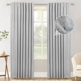thumbnail image 1 of 100% Blackout Curtains 2 Panels Set, Machine Washable Linen Textured Blackout drape for Bedroom, Back Tab/Rod Pocket Curtains, Grey & W50" x L84", 1 of 8