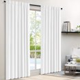 thumbnail image 1 of 100% Blackout Curtains 2 Panels Set, Machine Washable Linen Textured Blackout drape for Bedroom, Back Tab/Rod Pocket Curtains,Bright White,W50" x L84”, 1 of 6