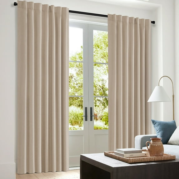 100% Blackout Curtains 2 Panels Set, Thermal Insulated Linen Textured Blackout drape for Bedroom, Back Tab/Rod Pocket Curtains, Oatmeal W50" X L120"
