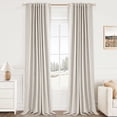 thumbnail image 1 of 100% Blackout Curtains,50"Wx108"L Faux Linen Textured Back Tab/Rod Pocket Curtain,2 Panels Set,Thermal Insulated Curtains for Livingroom,Cream, 1 of 11