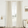 thumbnail image 1 of 100% Blackout Curtains,50"Wx108"L Faux Linen Textured Back Tab/Rod Pocket Curtain,2 Panels Set,Thermal Insulated Curtains for Livingroom,Light Cream, 1 of 9
