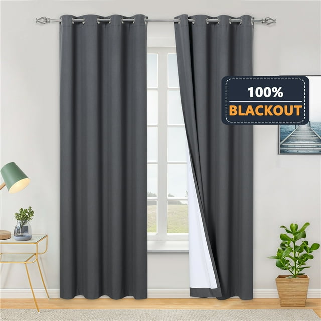 100 Blackout Curtains 72 Inch Length 2 Panels Set Linen Blackout
