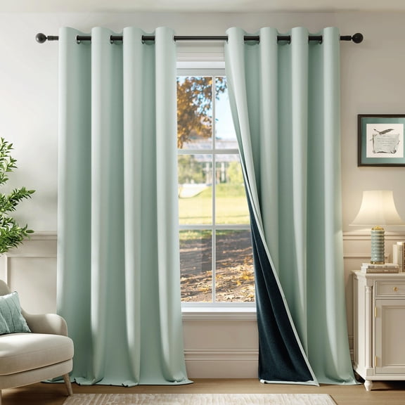 100% Blackout Curtains 84 Inch Long 2 Panels for Bedroom Living Room Seafoam Green Solid Room Darkening Thermal Insulated Soundproof Energy Saving Grommet Top Window Treatment Drapes,52x84