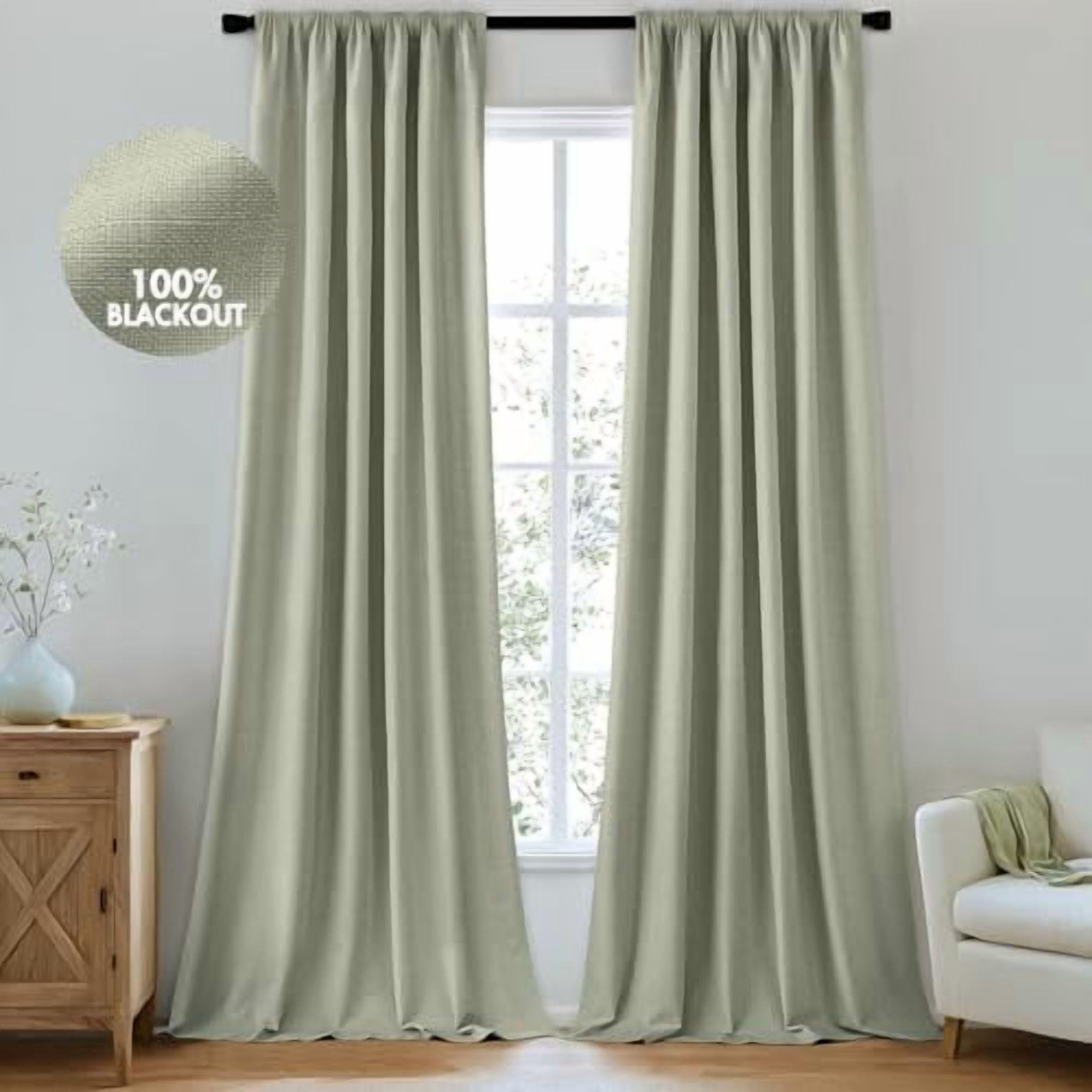 100% Blackout Curtains 84 Inch Long 2 Panels for Bedroom, Thick Luxury ...