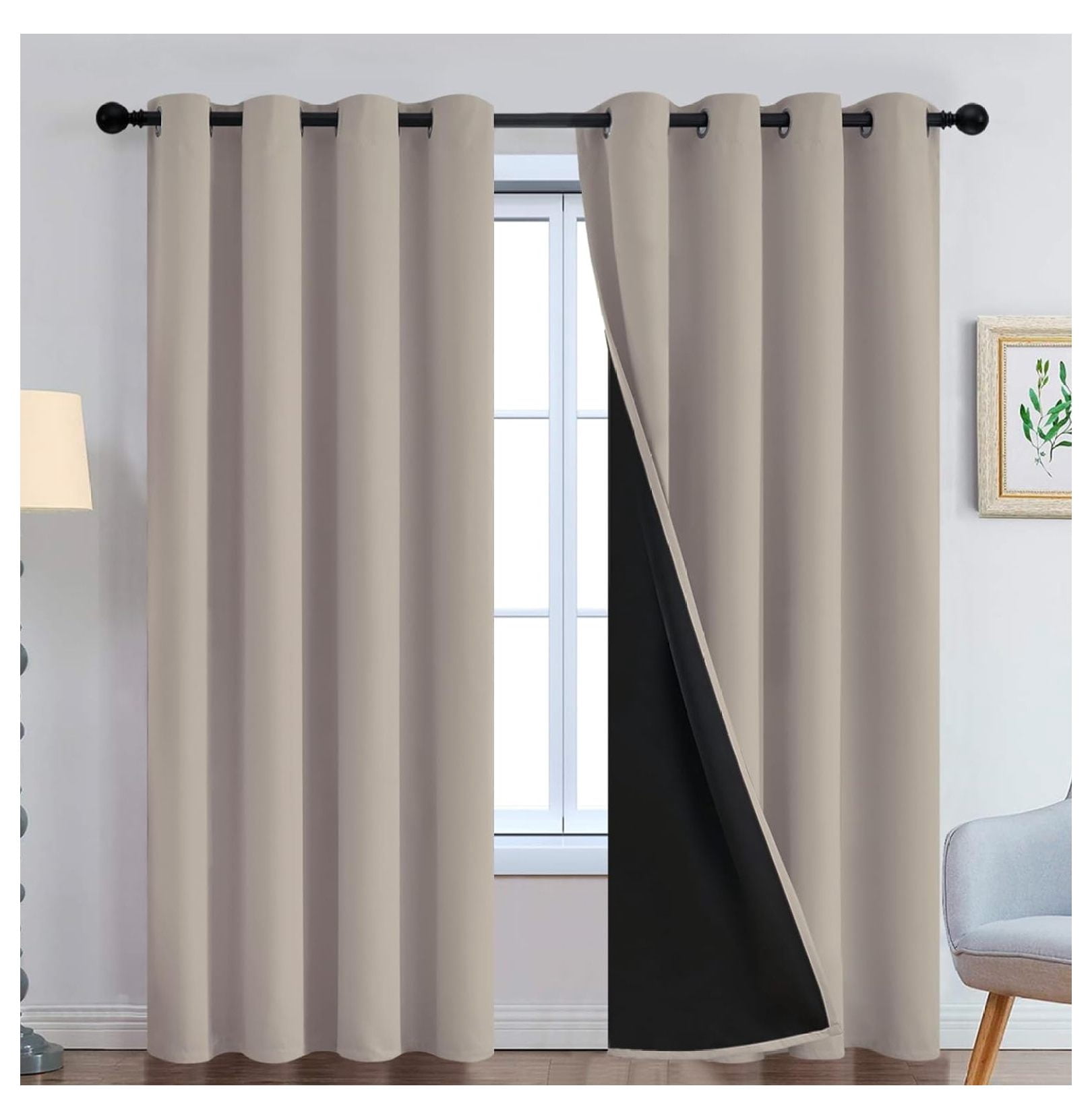 100% Blackout Curtains 84 Inches Long, 2 Thick Layers Heat and Full ...