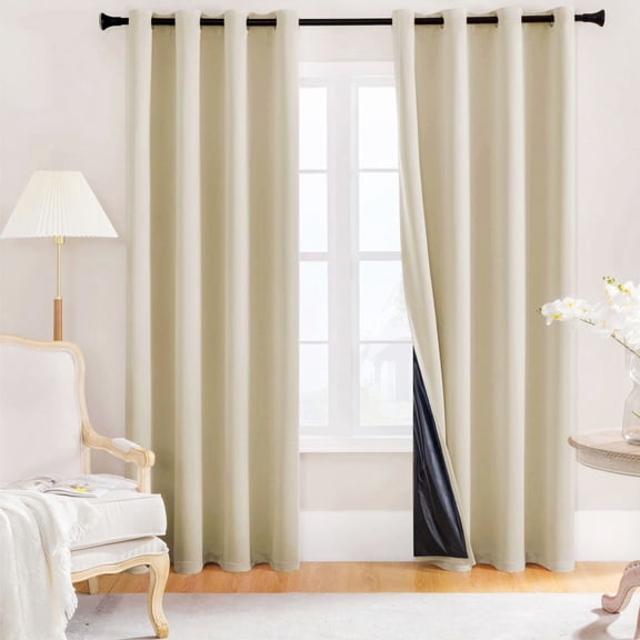 100% Blackout Curtains 84 Inches Long, Full Light Blocking Soft Thermal Insulated Drapes for Bedroom(52" Wide Each Panel, Beige, 2 Panels)