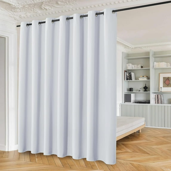 100% Blackout Curtains 84 Inches Long for Patio Sliding Door White Solid Extra Wide Room Darkening Thermal Insulated Room Divider Soundproof Grommet Window Treatment Drapes,100x84 Set of 1