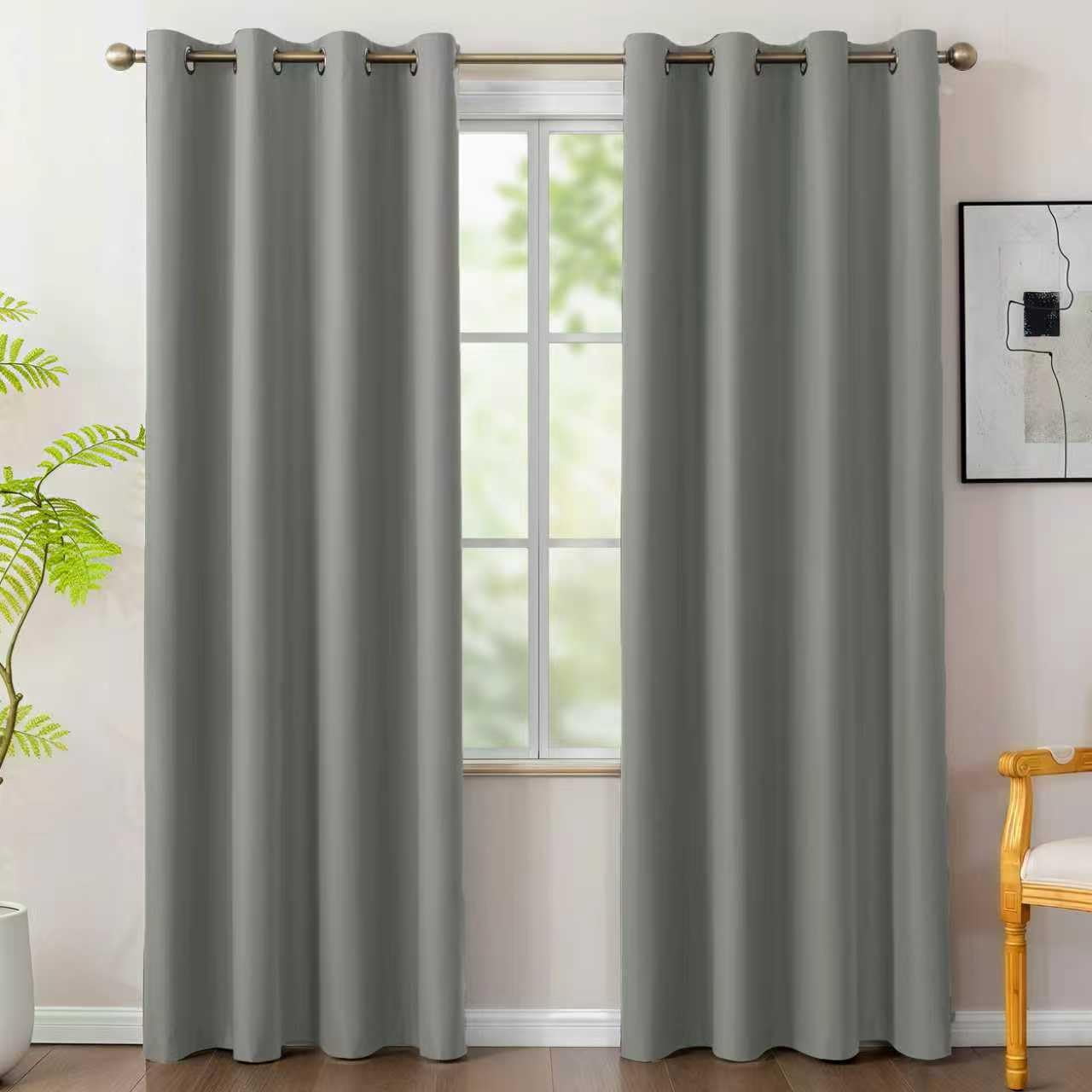 100% Blackout Curtains 84 inches Long, 4 Panels Full Light Blocking Privacy Protection Window Drapes, Grommet Total Room Darkening Curtain with Black Backing for Bedroom, Living Room, Grey