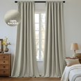 thumbnail image 1 of 100% Blackout Curtains 96 Inch Long 2 Panels Set for Bedroom, Thick Faux Linen Black Out Curtain Room Darkening Back Tab Pleat Floor to Ceiling Window Drapes with Hooks for Living Room, Oatmeal, 1 of 14