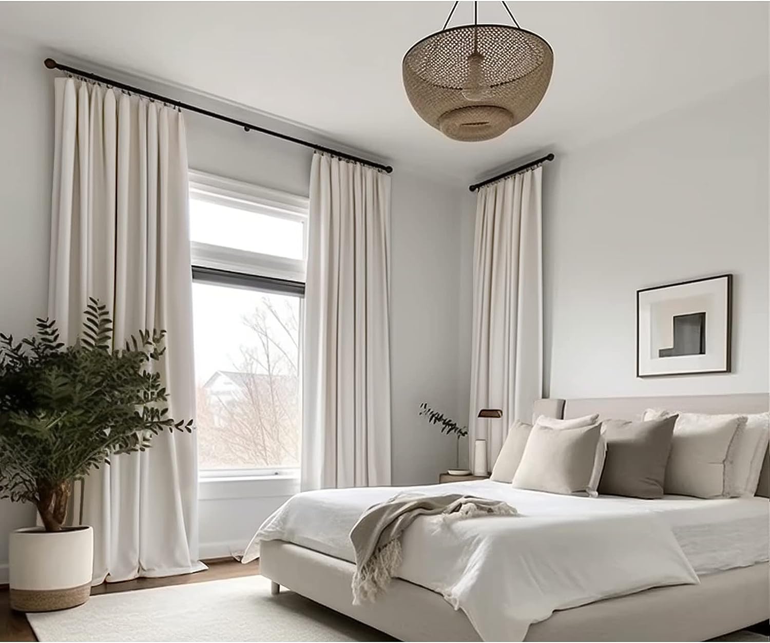 100 Blackout Curtains for Bedroom 108 inches Long Linen Blackout