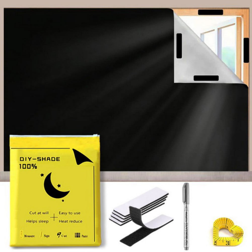 100% Blackout Curtains for Bedroom, Portable DIY Window Blinds,No Drill Window Shades and Blackout Blinds with Stickers for Baby Nursery, Travel, Dorm Room- 57"x118"