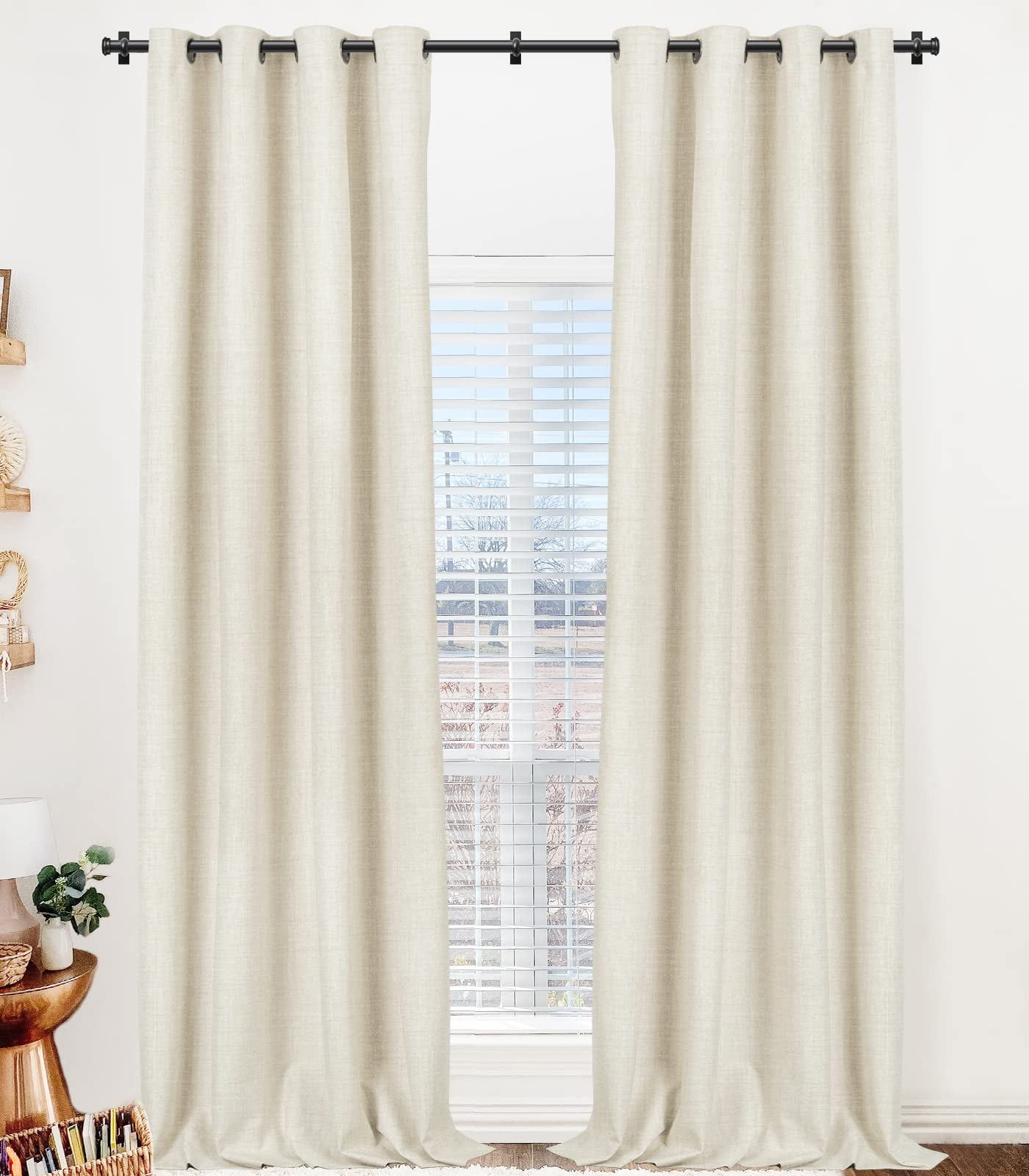 100 Blackout Curtains for Bedroom,Thermal Insulated Grommet Linen