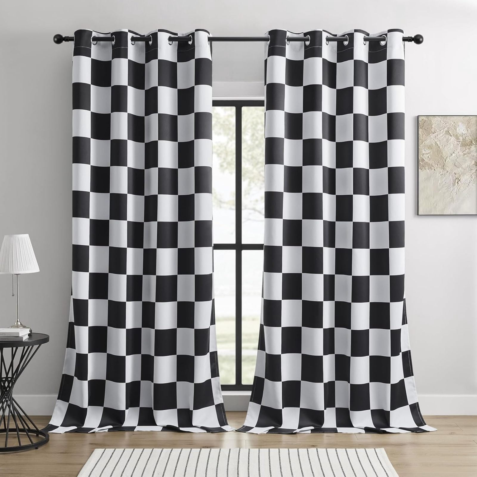 Black And White Check Curtainsnull