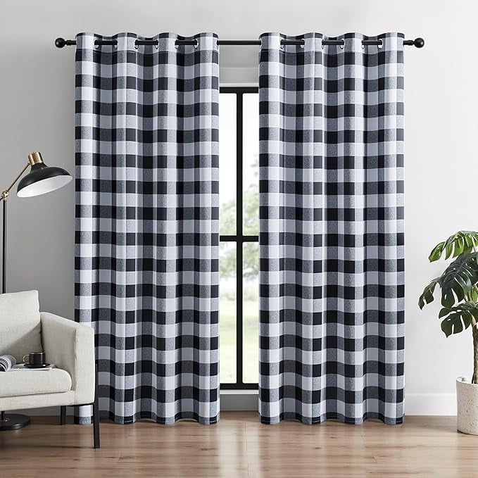 100 Blackout Curtains Classic Black And White Buffalo Plaid Curtains