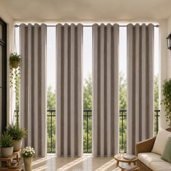 LANTINGSHENG Linen Texture Curtains Thermal Grommet Top 100% Blackout Curtains for Living Room,Khaki,54" W x 108" L,4 Panels