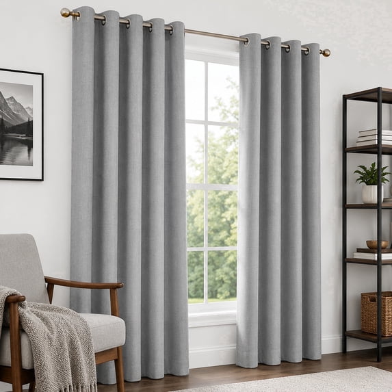 LANTINGSHENG 100% Blackout Curtains Linen Texture,Suitable for Bedroom and Living Room Privacy Protection Grommet Top,Grey,54" W x 84" L,2 Panels