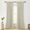 thumbnail image 1 of 100% Blackout Curtains, Linen Textured Blackout Curtains No Light, Rod Pocket Black Out Curtains & Drapes for Living Room Bedroom-Set of 2 Panels (50" X 63", New Natural), 1 of 8