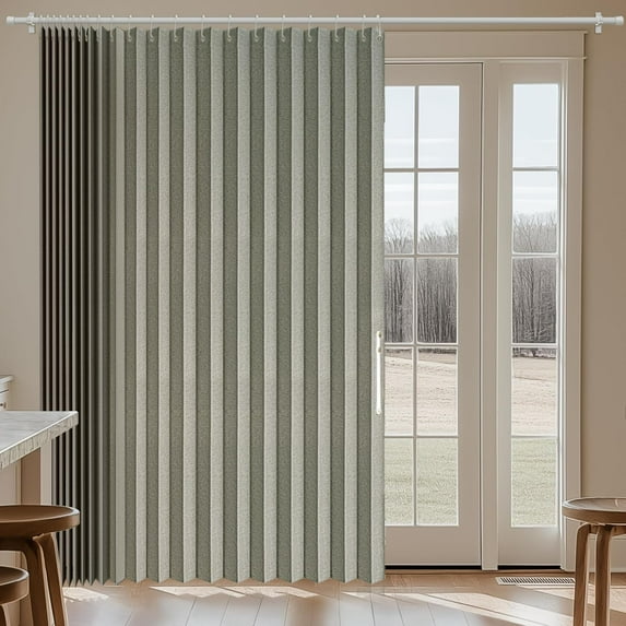 100% Blackout Curtains Patio Door Curtain Accordion Door Sliding Door Curtains Extra Wide Blackout Curtains Used for Room Divider (Grey 98" W x 106" L)