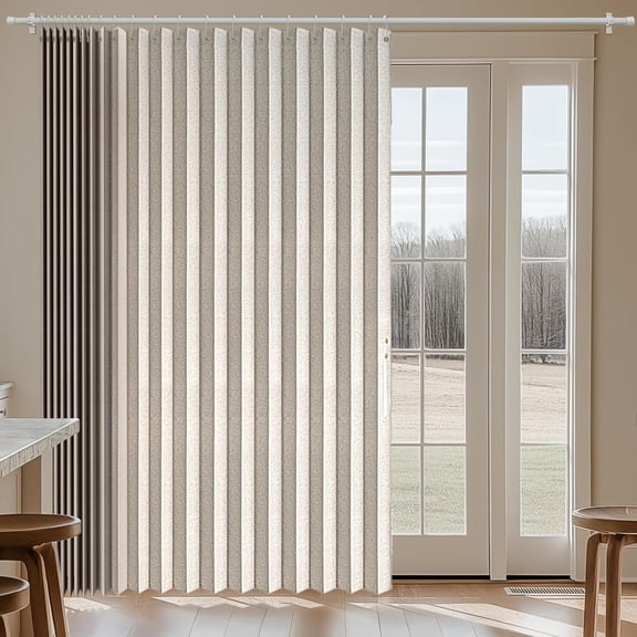 100% Blackout Curtains Patio Door Curtain Accordion Door Sliding Door Curtains Extra Wide Blackout Curtains Used for Room Divider(Off-White 98" W x 84" L)