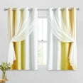 thumbnail image 1 of 100% Blackout Curtains with Sheer Overlay Mix and Match Double Layer Drapes 54 Inch Length 2 Panels for Bedroom Living Room Yellow White Ombre Grommet Window Treatment with Tiebacks, 1 of 19
