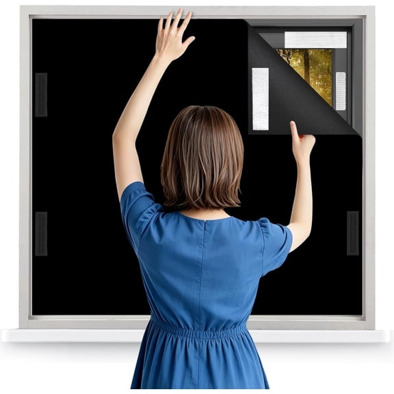 100% Blackout Curtains with Strong Magnets,Magnetic Black Out Window Cover Blackout Shades,Soft Fabric Cuttable No Drilling or Tools, Window Blinds for Bedroom,Nursery,Media Room RV (118 x 57 Inch)