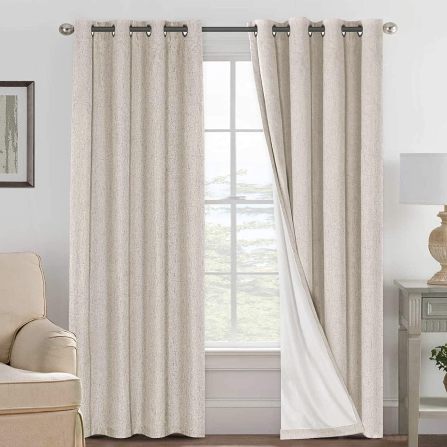 100% Blackout Curtains for Bedroom Full Light Blocking Curtains, Textured Window Curtain for Living Room 84 inch Grommet