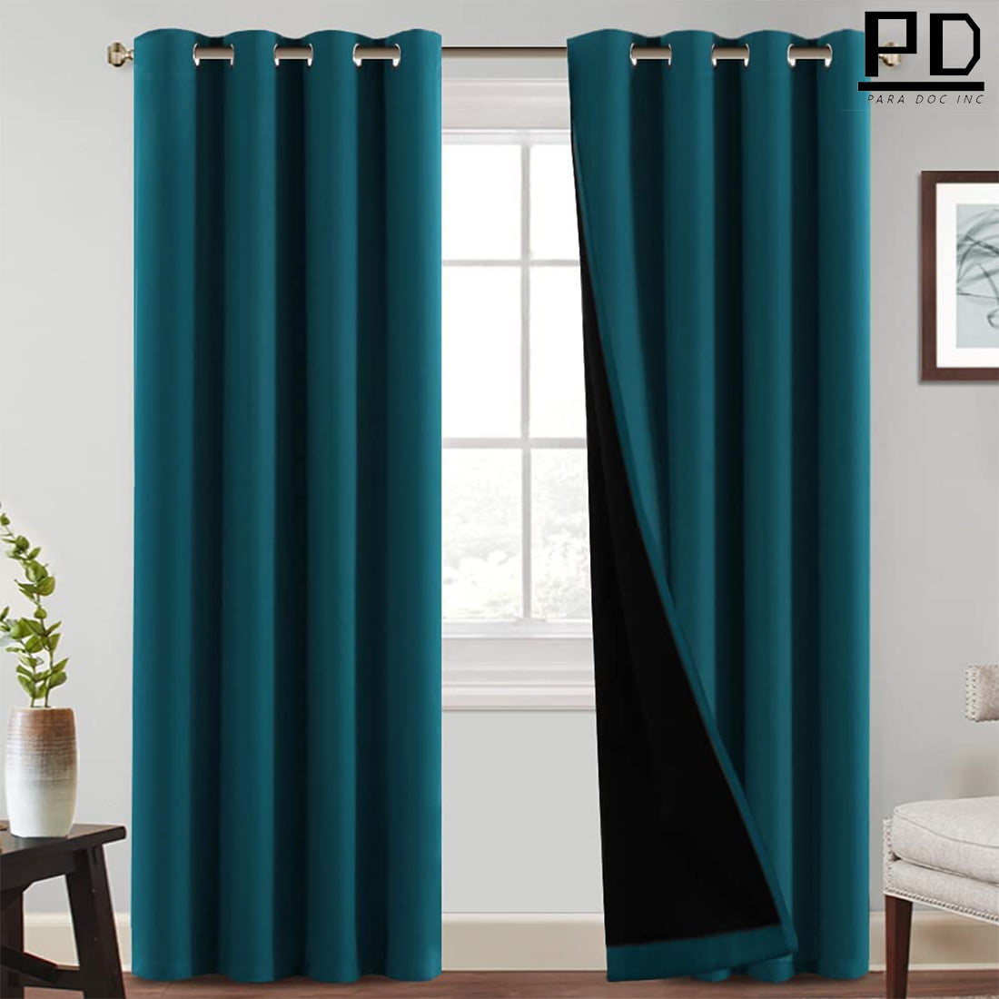 ZAANU Velcro Blackout Curtains - Simple Black Beanie Curtains for Bedroom  and Living Room - 2 Pieces Insulated Room Darkening Curtains (Green, 100 *